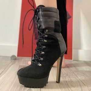 Black laced-up boots